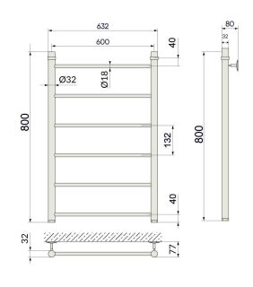 Полотенцесушитель водяной Indigo Line LLW80-60 80x60 см хром